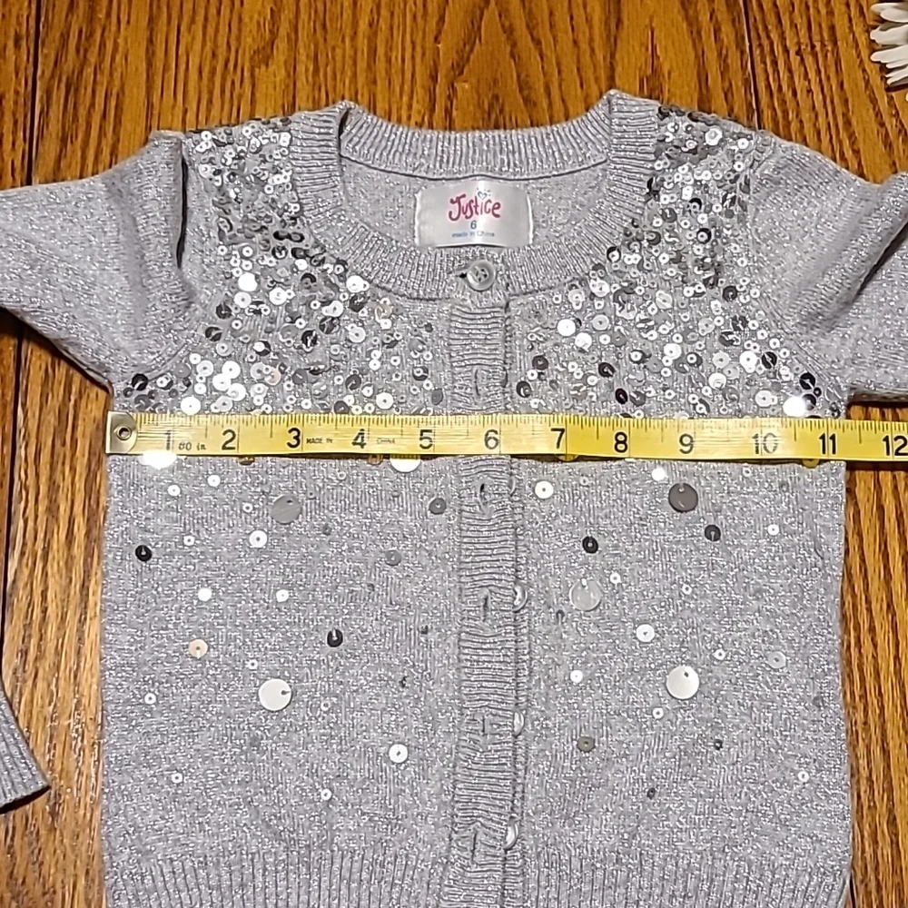 Justice Sequined Button Down Cardigan Sweater - Girl's 6